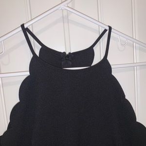 Scalloped Mini Black Dress